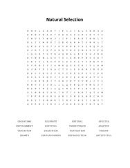 Natural Selection Word Search Puzzle