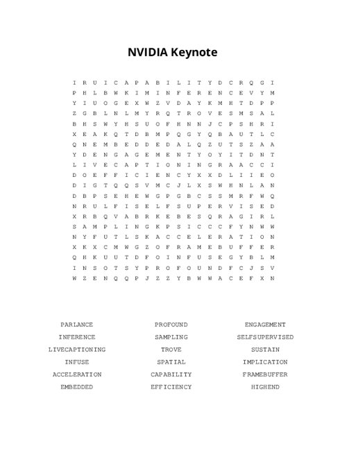 NVIDIA Keynote Word Search Puzzle