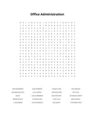 Office Administration Word Search Puzzle