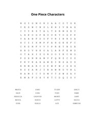 One Piece Characters Word Search Puzzle