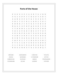 Parts of the House Word Scramble Puzzle