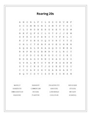 Roaring 20s Word Search Puzzle