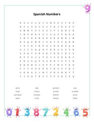 Spanish Numbers Word Search Puzzle