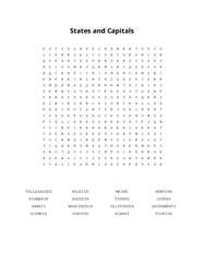 States and Capitals Word Scramble Puzzle