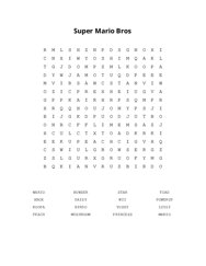 Super Mario Bros Word Scramble Puzzle