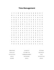 Time Management Word Scramble Puzzle