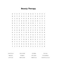 Beauty Therapy Word Search Puzzle