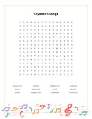 Beyonces Songs Word Search Puzzle