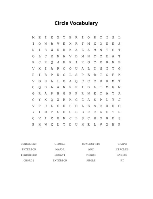 Circle Vocabulary Word Search Puzzle