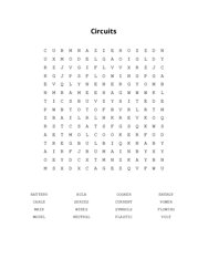 Circuits Word Search Puzzle