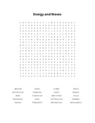 Energy and Waves Word Search Puzzle