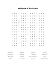 Evidence of Evolution Word Search Puzzle
