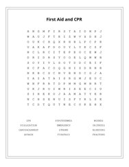 First Aid and CPR Word Search Puzzle