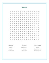Humor Word Search Puzzle
