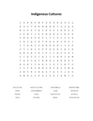 Indigenous Cultures Word Search Puzzle