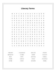 Literary Terms Word Scramble Puzzle