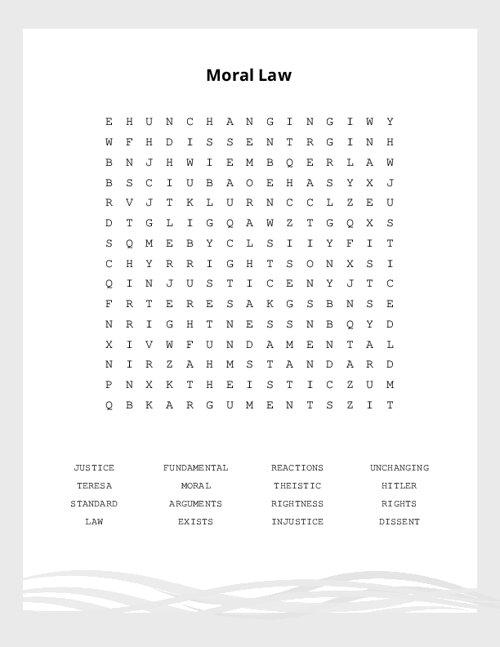 Moral Law Word Search Puzzle