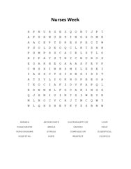 Nurses Week Word Search Puzzle