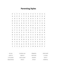 Parenting Styles Word Scramble Puzzle