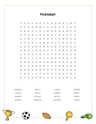 Pickleball Word Search Puzzle
