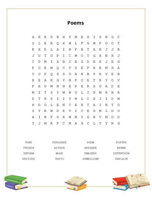Poems Word Search Puzzle