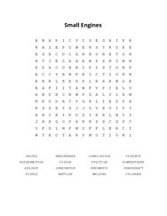 Small Engines Word Search Puzzle