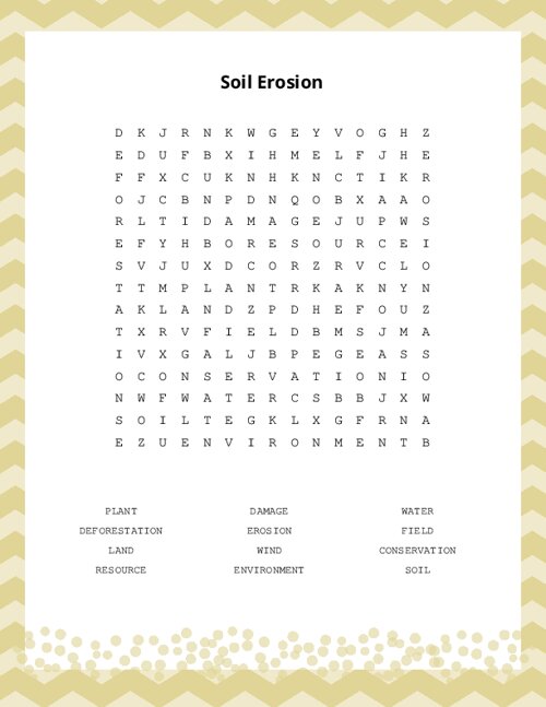 Soil Erosion Word Search Puzzle