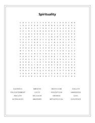 Spirituality Word Search Puzzle