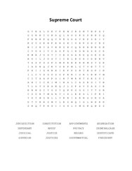 Supreme Court Word Search Puzzle