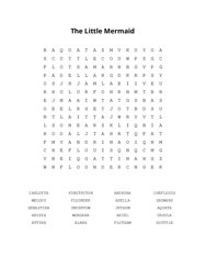 The Little Mermaid Word Search Puzzle