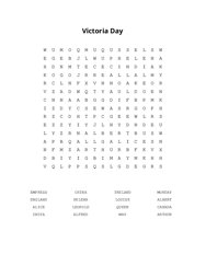 Victoria Day Word Search Puzzle