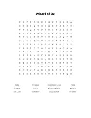 Wizard of Oz Word Search Puzzle
