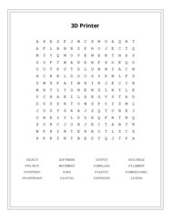 3D Printer Word Search Puzzle