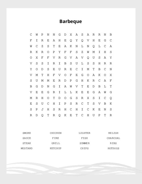 Barbeque Word Search Puzzle