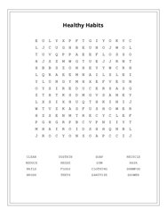 Healthy Habits Word Search Puzzle