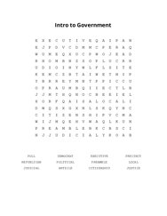 Intro to Government Word Scramble Puzzle