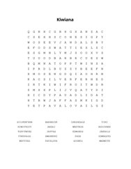 Kiwiana Word Search Puzzle