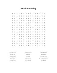 Metallic Bonding Word Search Puzzle