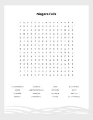 Niagara Falls Word Search Puzzle