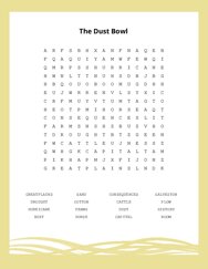 The Dust Bowl Word Scramble Puzzle