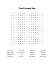 Revolutionary War Word Scramble Puzzle