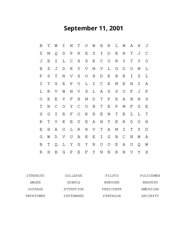 September 11, 2001 Word Scramble Puzzle