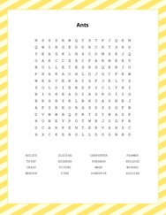 Ants Word Search Puzzle