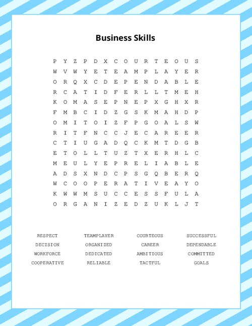 Business Skills Word Search Puzzle