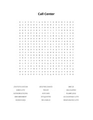 Call Center Word Scramble Puzzle