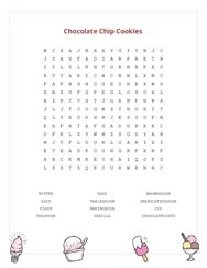 Chocolate Chip Cookies Word Search Puzzle