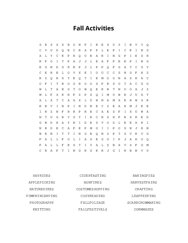 Fall Activities Word Search Puzzle