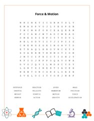Force & Motion Word Search Puzzle