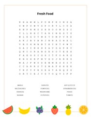 Fresh Food Word Search Puzzle