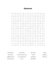 Gestures Word Search Puzzle